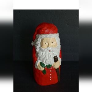 Carved Folk Art Resin Santa Claus Figure 10” Tall See Description